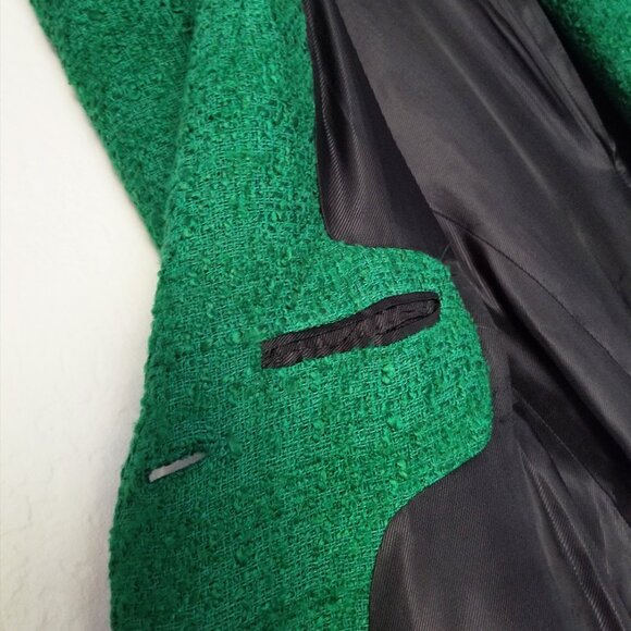 Zara Tweed Textured Long Structured Blazer in Kelly Green M Classic Preppy $149 - Picture 14 of 16